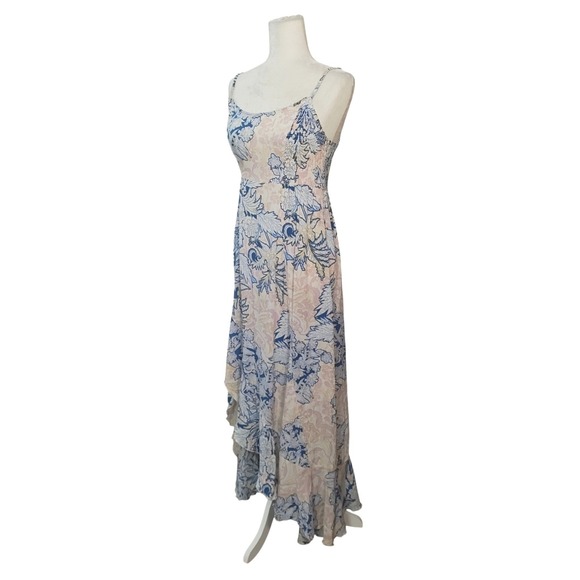 Intimately Free People Forever Yours Dress Paisley Side Slit Blue Pink Fairy M - Picture 3 of 12
